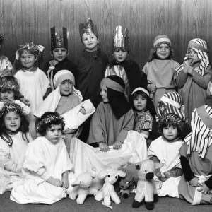 The cast of Brookside Playgroup nativity play, Manchester December 1982