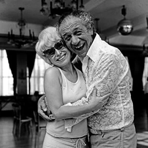 The cast of "Carry on London"rehearsing in Soho. Barbara Windsor and Sid James