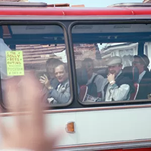 Cast members during the filming of the "Only Fools and Horses"