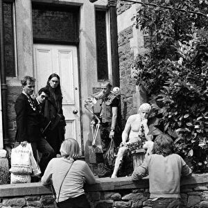 The cast of The Young Ones filming on location at Codrington Road, Bristol