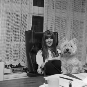 Cathy McGowan in Office with Dog, 17th May 1968 Print Cathy McGowan in Office with Dog, 17th May 1968 Print