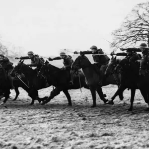 Print of cavalry on horseback in training