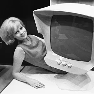 Celia Hammond sets off this futuristic design of aTV set for 1971 by Mr John Denison Hunt