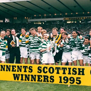 Celtic celebrate winning the 1995 Tennents Scottish Cup
