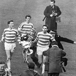Celtic v. Rangers. Celtic Players L to R Billy McNeill, young