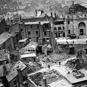 The centre of Coventry after air raid attacks. Circa November 1940