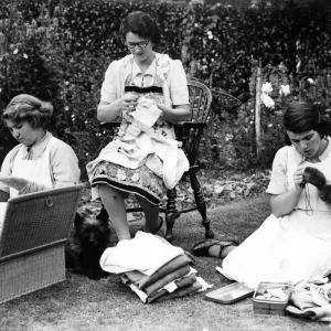 In the centre is Mrs Allister, with her two assistants, Miss Mary Brown (left In the centre is Mrs Allister, with her two assistants, Miss Mary Brown (left
