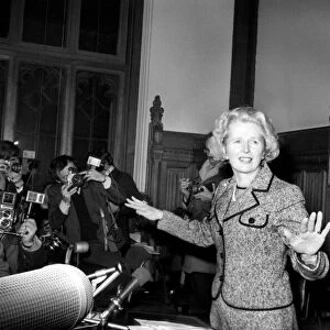 Challenger for leadership of the Conservative Party Margaret Thatcher arrives for a