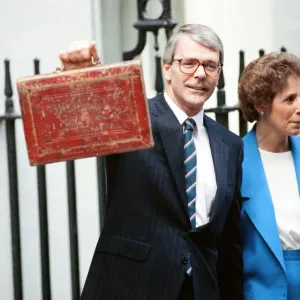 Print of John Major at 11 Downing Street with Norma, delivering his first budget Print of John Major at 11 Downing Street with Norma, delivering his first budget
