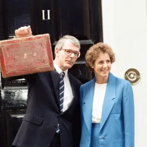 Chancellor of the Exchequer John Major at 11 Downing Street with his wife Norma as he Chancellor of the Exchequer John Major at 11 Downing Street with his wife Norma as he