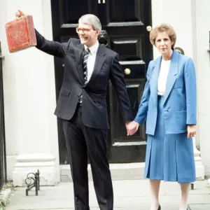 Chancellor of the Exchequer John Major at 11 Downing Street with his wife Norma as he Chancellor of the Exchequer John Major at 11 Downing Street with his wife Norma as he