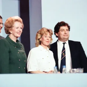 Chancellor of the Exchequer Nigel Lawson and his wife Therese with Prime Minister Chancellor of the Exchequer Nigel Lawson and his wife Therese with Prime Minister