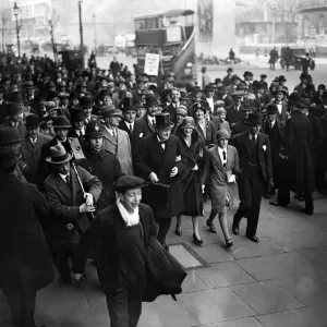 Chancellor of the Exchequer Winston Churchill accompanied by his wife Clementine Chancellor of the Exchequer Winston Churchill accompanied by his wife Clementine