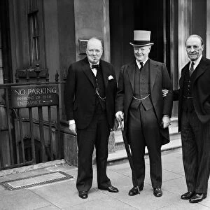 Former Chancellor of the Exchequer Winston Churchill pictured with Lord Hailsham