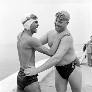 Channel Swimmers: Little and Large, people who attempt to swim the English Channel come