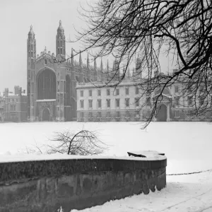 The chapel of Kings College, Cambridge and the Gibbs building seen here nestling in
