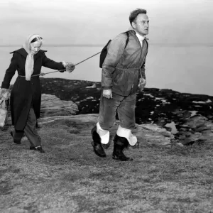 Charles Clifton and Wife Jean on Hilbre Island, 1954 Print