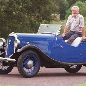 Charles Kelly with his 1934 Hillman Minx Sports Tourer car July 1999