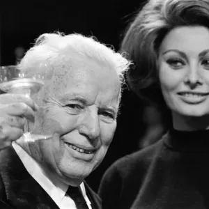 Charlie Chaplin celebrates his 77th birthday on the set at Pinewood where he is making a Charlie Chaplin celebrates his 77th birthday on the set at Pinewood where he is making a