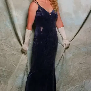 Charlie Dimmock in Blue Velvet Evening Dress Print (00921)