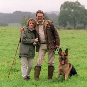 Charlie Lawson Actor with wife Ellie Lawson September 1999 with pet dog called Charlie Lawson Actor with wife Ellie Lawson September 1999 with pet dog called