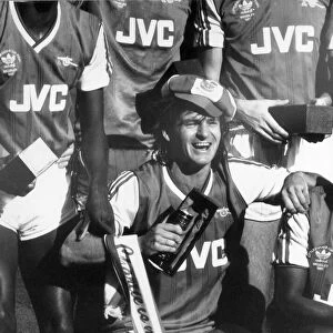 Charlie Nicholas of Arsenal celebrates his double in the Littlewood