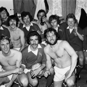Charlton Athletic celebrate their promotion to Division One in the dressing room