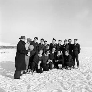 Charlton Athletic Football Club seen here training in the snow at Eastbourne