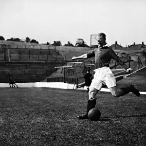 Charlton Athletic footballer Don Welsh in action during a training session