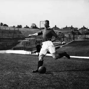 Charlton Athletic footballer Don Welsh in action during a training session