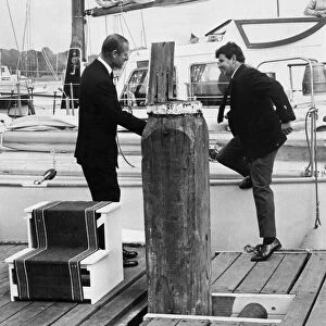 Chay Blyth is welcomed ashore by Prince Philip after sailing solo around the world