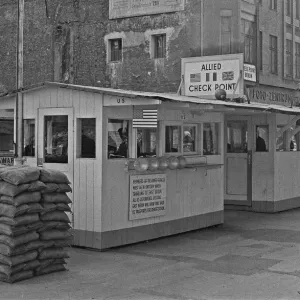 Checkpoint Charlie crossing point in the Berlin Wall located at the junction of