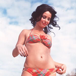 Chekkie Maskell wearing a tartan bikini 1973 vfr1