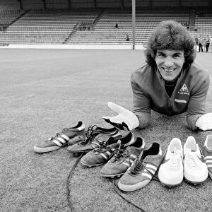 Chelsea goalkeeper Petar Barota in a state of confusion about which boots to wear