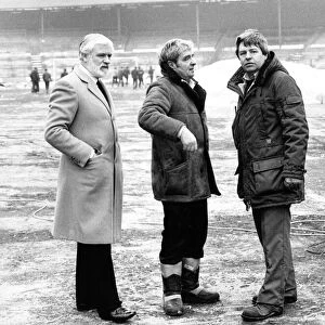 Chelsea owner Ken Bates and manager John Neal with ground staff at Stamford Bridge