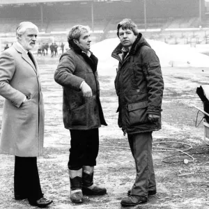 Chelsea owner Ken Bates and manager John Neal with ground staff at Stamford Bridge