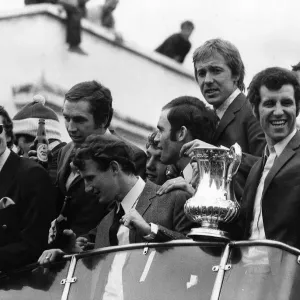 Chelsea team bus arrives home with FA Cup 1970 Chelsea team bus arrives home with FA Cup 1970