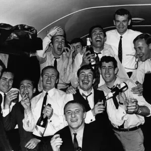 Chelsea v. Leeds FA Cup semi-final. Manager Tommy Docherty surrounded by his