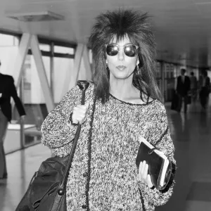 Cher, American actress and singer, Departures, London Heathrow Airport