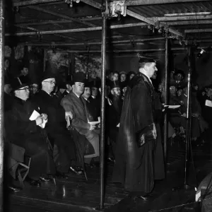 Chief Rabbi of Great Britain and the Commonwealth Israel Brodie addressing a Chief Rabbi of Great Britain and the Commonwealth Israel Brodie addressing a