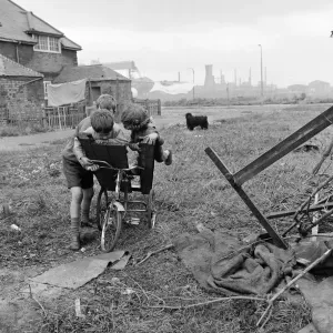 Children building a bonfire on Teesside. 1971 Children building a bonfire on Teesside. 1971