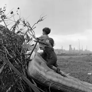 Children building a bonfire on Teesside. 1971 Children building a bonfire on Teesside. 1971
