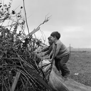 Children building a bonfire on Teesside. 1971 Children building a bonfire on Teesside. 1971