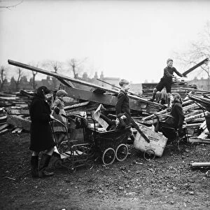 Children collecting firewood from bomb sites during Second World War