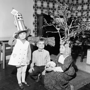 Children compete in a Fancy Hat Competition, Teesside, North East England, January 1974