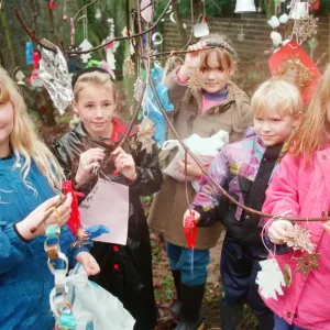 Children Decorating Trees in Hancocks Wood, Loftus Print 1994