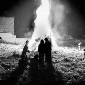 Children gather around a bonfire in Everton. 5th November 1975 Children gather around a bonfire in Everton. 5th November 1975