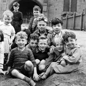 Children at Play in Post-War Liverpool Bomb Site Print, 1954