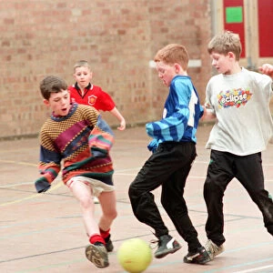 Children playing football in an annual 5-a-side football tournament held at Bishopsgarth