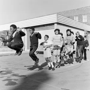 Children playing at Penton Junior School, 11th March 1971 Print Children playing at Penton Junior School, 11th March 1971 Print